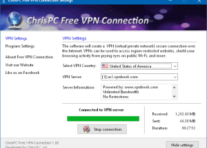 ChrisPC Free VPN Connection screenshot